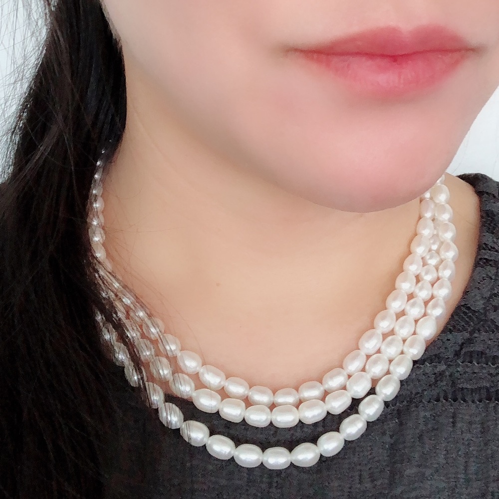 NEW Triple-Strand Freshwater Peal Necklace - Picture 4 of 7